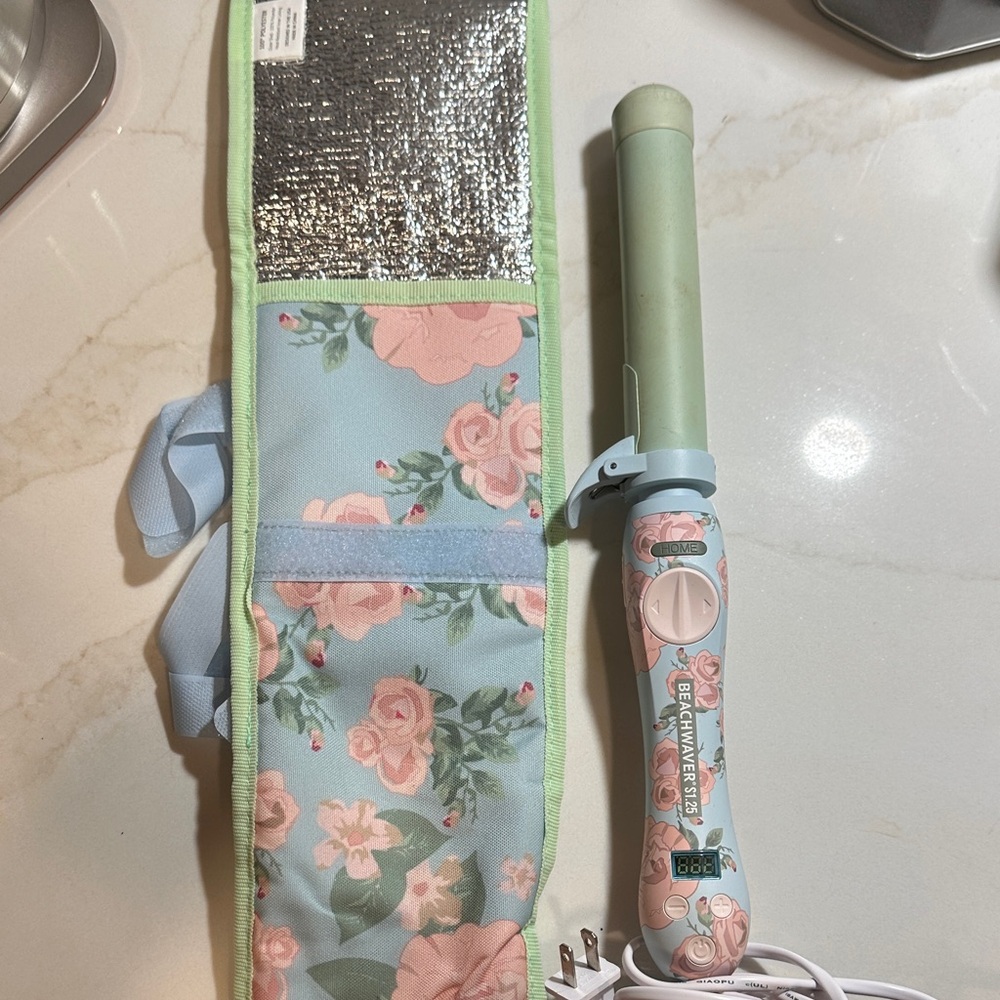 The Beachwaver Co. Floral Curling Iron - Mint and Pink